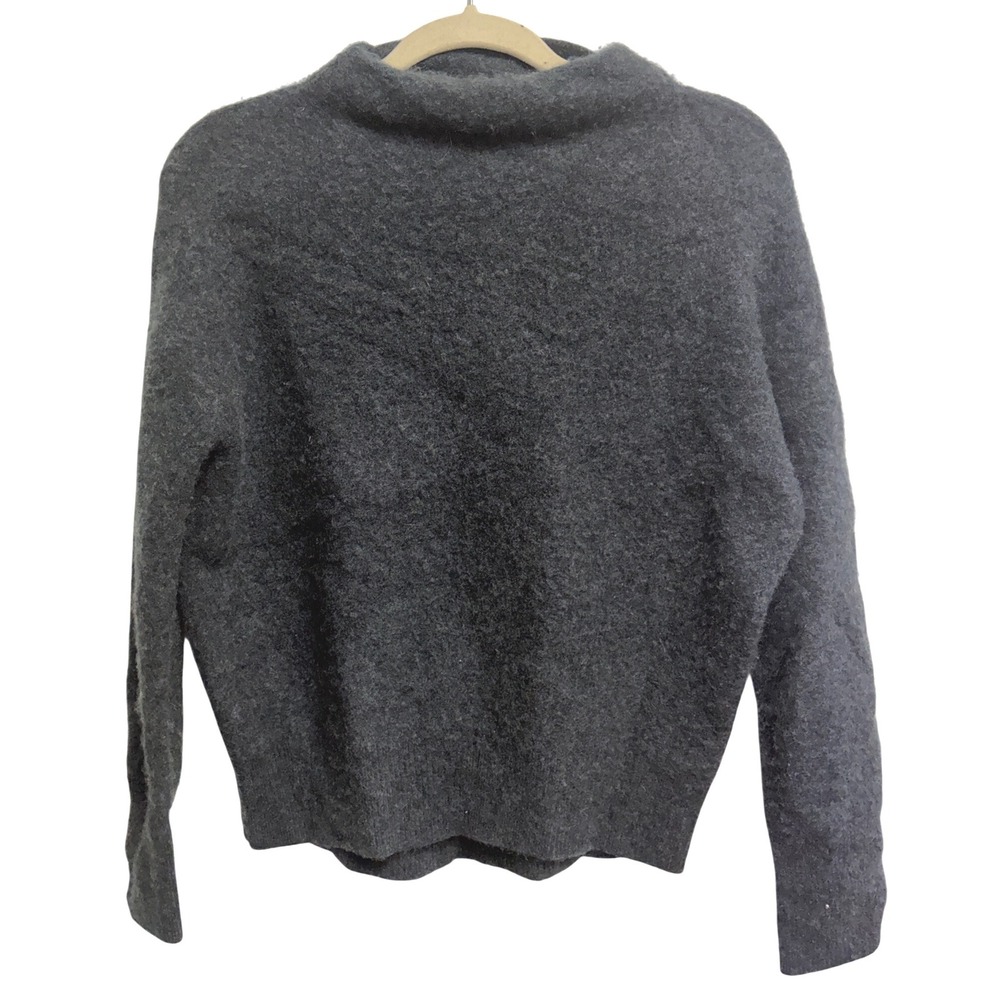 Vince Boiled Cashmere Funnel Neck Charcoal Gray Pullover V449477674 Small